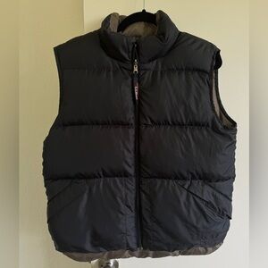 Vintage LL Bean Womens Medium Goose Down Quilted Puffer Vest Reversible Black